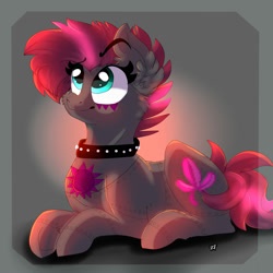 Size: 2000x2000 | Tagged: safe, artist:zaphyray, imported from derpibooru, oc, oc only, earth pony, pony, choker, female, high res, mare, prone, solo