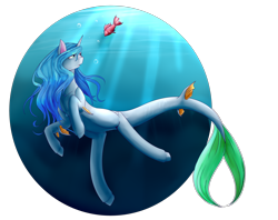 Size: 2676x2118 | Tagged: safe, artist:midfire, imported from derpibooru, oc, oc only, oc:marina, fish, merpony, female, high res, mare, solo, underwater