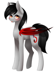 Size: 1024x1349 | Tagged: safe, artist:itsizzybel, imported from derpibooru, oc, oc only, oc:scarlet spectrum, bat pony, pony, art trade, blushing, female, looking at you, mare, simple background, smiling, solo, tongue out, transparent background