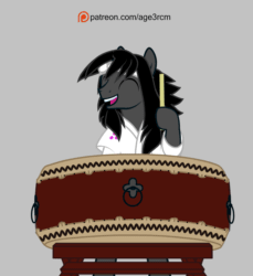 Size: 917x1000 | Tagged: safe, artist:age3rcm, imported from derpibooru, oc, oc only, pony, animated, cute, drums, gif, male, musical instrument, patreon, patreon logo, show accurate, solo, stallion