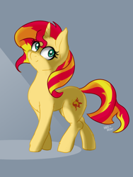 Size: 2250x3000 | Tagged: safe, artist:hardbrony, imported from derpibooru, sunset shimmer, pony, unicorn, chest fluff, cute, female, shimmerbetes, signature, simple background, smiling, solo