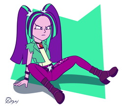 Size: 2250x1943 | Tagged: safe, artist:x-guy, imported from derpibooru, aria blaze, equestria girls, rainbow rocks, abstract background, boots, clothes, female, high heel boots, jewelry, pendant, sitting, solo