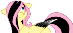 Size: 1984x924 | Tagged: safe, artist:eclispeluna, imported from derpibooru, fluttershy, colored wings, colored wingtips, emoshy, female, floppy ears, multicolored wings, simple background, solo, transparent background