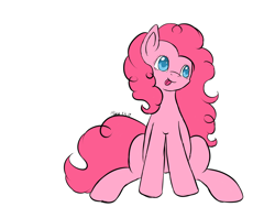 Size: 4724x3543 | Tagged: safe, artist:xaik0x, imported from derpibooru, pinkie pie, absurd resolution, female, simple background, sitting, solo, tongue out, white background