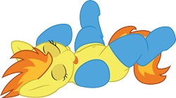 Size: 4448x2491 | Tagged: safe, artist:pabbley, imported from derpibooru, spitfire, pegasus, pony, absurd resolution, behaving like a cat, belly button, clothes, cute, cutefire, eyes closed, female, simple background, sleeping, socks, solo, tongue out, transparent background, vector