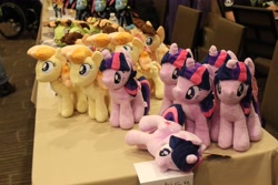 Size: 4898x3265 | Tagged: safe, artist:gann memorials, derpibooru exclusive, imported from derpibooru, photographer:lablayers, twilight sparkle, oc, oc:benny, oc:freedom belle, oc:rocky, 4de, absurd resolution, fillycon, fillycon 2016, irl, multeity, photo, plushie, sparkle sparkle sparkle, vendor
