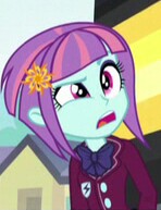 Size: 148x193 | Tagged: safe, imported from derpibooru, screencap, sunny flare, equestria girls, friendship games, clothes, confused, crystal prep academy uniform, female, school uniform, solo