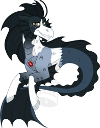 Size: 706x900 | Tagged: safe, artist:tambelon, imported from derpibooru, oc, oc only, oc:treble, siren, looking at you, male, piebald coat, piebald colouring, ponysona, rule 63, simple background, siren oc, solo, transparent background, watermark