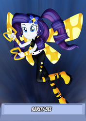 Size: 1024x1448 | Tagged: safe, artist:jucamovi1992, imported from derpibooru, rarity, equestria girls, alternate hairstyle, boots, bumblebee, bumblebee (dc comics), crossover, dc comics, dc universe, female, smiling, solo, teen titans, weapon