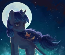 Size: 2519x2160 | Tagged: safe, artist:aphphphphp, imported from derpibooru, oc, oc only, classical unicorn, pony, unicorn, female, leonine tail, mare, moon, night, solo