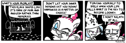 Size: 650x224 | Tagged: safe, artist:foudubulbe, imported from derpibooru, pinkie pie, trixie, earth pony, pony, unicorn, comic:damp rocks, alternate hairstyle, cape, clothes, comic, dialogue, hat, looking back, one eye closed, open mouth, smiling, trixie's cape, trixie's hat, wink