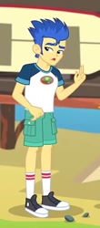 Size: 212x480 | Tagged: safe, imported from derpibooru, screencap, boulder (pet), flash sentry, equestria girls, legend of everfree, boulder (g4), camp everfree outfits, clothes, converse, rock, shoes, shorts, sneakers, socks