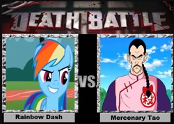 Size: 914x652 | Tagged: safe, imported from derpibooru, rainbow dash, death battle, dragon ball, dragon ball z, exploitable meme, meme, mercenary tao