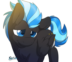 Size: 3000x2600 | Tagged: safe, artist:fluffyxai, imported from derpibooru, oc, oc only, oc:nimbus, pegasus, pony, commission, male, simple background, solo, stallion, white background