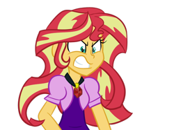 Size: 600x450 | Tagged: safe, artist:wubcakeva, imported from derpibooru, adagio dazzle, sunset shimmer, equestria girls, angry, clothes swap, female, simple background, solo, transparent background