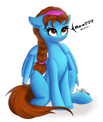 Size: 2685x3160 | Tagged: safe, artist:likelike1, imported from derpibooru, oc, oc only, oc:cloud fly, pegasus, pony, female, high res, mare, simple background, sitting, solo, white background