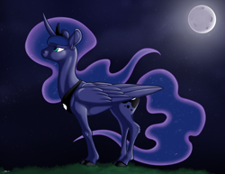 Size: 3300x2550 | Tagged: safe, artist:princessspectrum, imported from derpibooru, princess luna, alicorn, pony, crown, female, jewelry, moon, night, peytral, regalia, solo