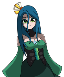 Size: 564x679 | Tagged: safe, artist:rosemile mulberry, imported from derpibooru, queen chrysalis, human, clothes, female, humanized, looking at you, serious, serious face, simple background, solo, white background