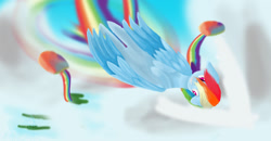 Size: 1920x998 | Tagged: safe, artist:xskytheartist, imported from derpibooru, rainbow dash, pegasus, pony, female, flying, solo