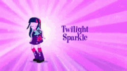 Size: 260x146 | Tagged: safe, imported from derpibooru, fluttershy, twilight sparkle, human, equestria girls, animated, backpack, boots, bowtie, clothes, commercial, eg stomp, equestria girls prototype, gif, hands together, high heel boots, irl, irl human, leg warmers, live action, looking at you, magic of friendship (equestria girls), photo, picture for breezies, raised leg, shoes, skirt, socks, the eg stomp