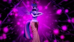 Size: 1280x720 | Tagged: safe, artist:jojobibou, imported from derpibooru, twilight sparkle, alicorn, anthro, 3d, clothes, cosplay, costume, female, hana hana no mi, multiple limbs, nico robin, one piece, skirt, solo, sunglasses, twilight sparkle (alicorn)