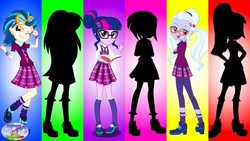 Size: 1280x720 | Tagged: safe, imported from derpibooru, indigo zap, lemon zest, sci-twi, sour sweet, sugarcoat, sunny flare, twilight sparkle, equestria girls, shadow six, silhouette