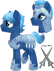 Size: 600x785 | Tagged: safe, artist:tambelon, imported from derpibooru, oc, oc only, oc:sapphire lance, crystal pony, pony, armor, crystal guard, crystal guard armor, male, reference sheet, solo, stallion