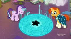 Size: 845x468 | Tagged: safe, imported from derpibooru, screencap, princess celestia, spike, starlight glimmer, sunburst, twilight sparkle, alicorn, dragon, pony, celestial advice, magic, magic circle, summoning circle, twilight sparkle (alicorn)