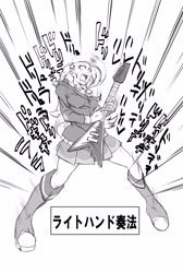 Size: 2296x3408 | Tagged: safe, artist:doktor-d, imported from derpibooru, trixie, equestria girls, akira otoishi, diamond is unbreakable, female, flying v, guitar, jojo's bizarre adventure, musical instrument, solo