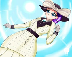 Size: 1250x1000 | Tagged: safe, artist:focusb, imported from derpibooru, rarity, human, ppov, clothes, costume, crepuscular rays, female, gloves, hat, humanized, raristocrat, rose dewitt bukater, solo, sun, titanic