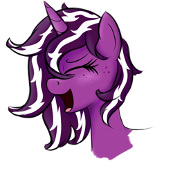 Size: 2800x2800 | Tagged: safe, artist:vulsegardt, imported from derpibooru, oc, oc only, oc:vulsegardt, pony, eyes closed, female, freckles, mare, open mouth, simple background, solo, transparent background