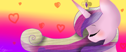 Size: 1560x644 | Tagged: safe, artist:midnight-star104, imported from derpibooru, princess cadance, alicorn, pony, eyes closed, female, solo, wallpaper