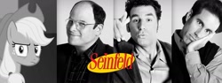 Size: 1600x600 | Tagged: safe, imported from derpibooru, applejack, cosmo kramer, george costanza, jerry seinfeld, meme, seinfeld