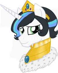 Size: 593x741 | Tagged: safe, artist:tambelon, imported from derpibooru, oc, oc only, oc:prince eclipse, pony, unicorn, bust, jewelry, male, offspring, parent:good king sombra, parent:king sombra, parent:princess celestia, parents:celestibra, royalty, simple background, solo, stallion, tiara, transparent background, watermark