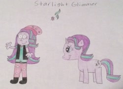 Size: 2899x2100 | Tagged: safe, artist:smurfettyblue, imported from derpibooru, starlight glimmer, pony, unicorn, equestria girls, cutie mark, human ponidox, self ponidox, starlight day, starlight glimmer day, traditional art