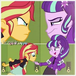 Size: 480x480 | Tagged: artist needed, safe, edit, imported from derpibooru, starlight glimmer, sunset shimmer, equestria girls, alternate universe