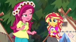 Size: 1100x618 | Tagged: safe, imported from derpibooru, screencap, gloriosa daisy, sunset shimmer, equestria girls, legend of everfree