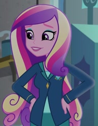 Size: 453x584 | Tagged: safe, imported from derpibooru, screencap, princess cadance, equestria girls, friendship games, dean cadance, female, hand on hip, smiling, solo