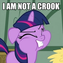 Size: 496x500 | Tagged: safe, edit, edited screencap, imported from derpibooru, screencap, twilight sparkle, filly, filly twilight sparkle, image macro, meme, richard nixon