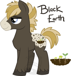 Size: 555x600 | Tagged: safe, artist:tambelon, imported from derpibooru, oc, oc only, oc:black earth, earth pony, pony, male, solo, stallion, watermark