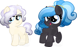 Size: 811x500 | Tagged: safe, artist:tambelon, imported from derpibooru, oc, oc only, oc:ebony glaze, oc:ivory sheen, crystal pony, pony, brother and sister, colt, female, filly, male, offspring, parent:king sombra, parent:oc:opalescent pearl, parents:canon x oc, siblings, simple background, transparent background