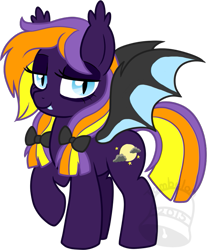 Size: 579x700 | Tagged: safe, artist:tambelon, imported from derpibooru, oc, oc only, oc:witching hour, bat pony, pony, female, mare, obtrusive watermark, solo, watermark