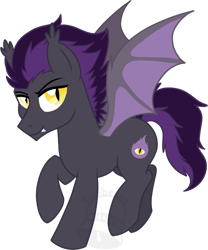 Size: 581x700 | Tagged: safe, artist:tambelon, imported from derpibooru, oc, oc only, oc:night terror, bat pony, pony, bat pony oc, male, simple background, solo, stallion, transparent background, watermark