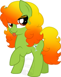 Size: 561x700 | Tagged: safe, artist:tambelon, imported from derpibooru, oc, oc only, oc:olive garnish, earth pony, pony, female, mare, solo, tongue out, watermark