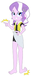 Size: 1600x3914 | Tagged: safe, artist:discorded-joker, imported from derpibooru, diamond tiara, equestria girls, barefoot, belly button, clothes, commission, ear piercing, earring, feet, female, foot tapping, hairpin, jewelry, looking at you, piercing, sarong, simple background, smiling, solo, swimsuit, tapping, transparent background, vector, wrap skirt