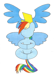 Size: 705x1000 | Tagged: safe, artist:akayuki, imported from derpibooru, rainbow dash, female, no face, simple background, sitting, solo, spread wings, white background, wonderbolts logo