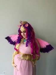 Size: 3120x4160 | Tagged: safe, artist:shadeila, imported from derpibooru, princess cadance, human, absurd resolution, clothes, cosplay, costume, irl, irl human, photo, pregnant, solo, wings
