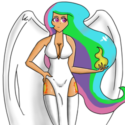 Size: 5000x5000 | Tagged: safe, artist:jos-rofe, imported from derpibooru, princess celestia, human, absurd resolution, big breasts, breasts, busty princess celestia, female, fire, humanized, simple background, solo, white background, winged humanization, wings