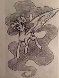 Size: 1024x1365 | Tagged: safe, artist:m8rquise, imported from derpibooru, princess luna, photo, spread wings, traditional art