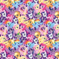 Size: 1500x1500 | Tagged: safe, imported from derpibooru, applejack, fluttershy, pinkie pie, princess cadance, rainbow dash, rarity, spike, twilight sparkle, alicorn, dragon, earth pony, pegasus, pony, unicorn, my little pony: the movie, fabric, mane six, merchandise, multeity, pattern, so much pony, sparkle sparkle sparkle, twilight sparkle (alicorn)